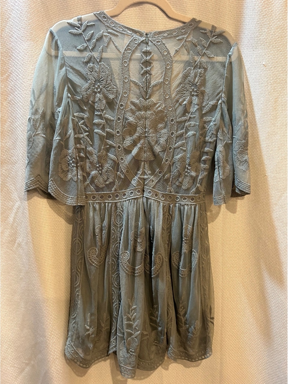 Wishlist Women's Embroidered Mesh Dress Size Small Gray